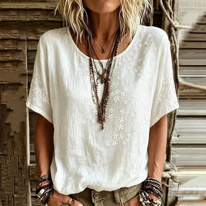 Casual T-shirt Med Blomstertryk