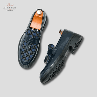 Maend Tassel Loafers med Ternet Mønster & Chunky Sål | Formelle