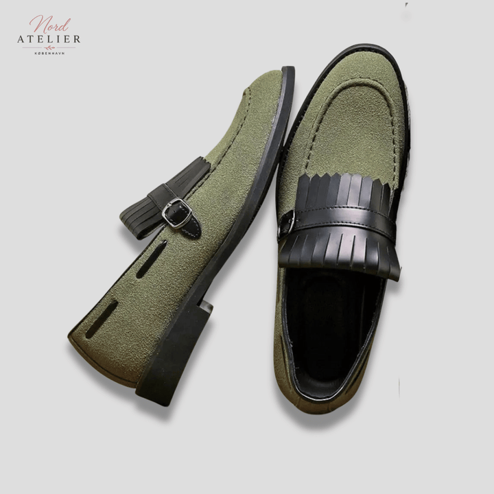 Maend Loafers med Kiltie Frynser & Spænde