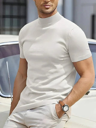 Herre Slim Fit Mock Neck T-shirt Afslappet