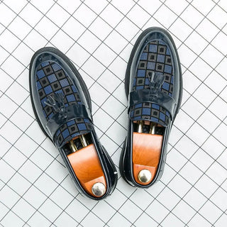 Maend Tassel Loafers med Ternet Mønster & Chunky Sål | Formelle