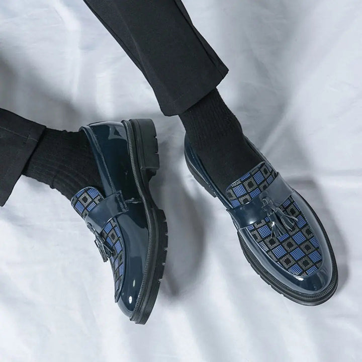 Maend Tassel Loafers med Ternet Mønster & Chunky Sål | Formelle