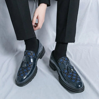 Maend Tassel Loafers med Ternet Mønster & Chunky Sål | Formelle