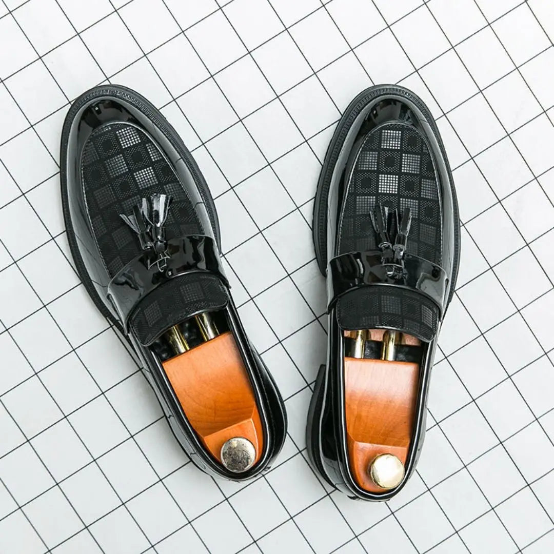 Maend Tassel Loafers med Ternet Mønster & Chunky Sål | Formelle