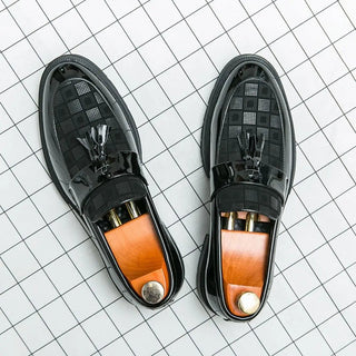 Maend Tassel Loafers med Ternet Mønster & Chunky Sål | Formelle