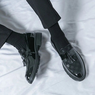 Maend Tassel Loafers med Ternet Mønster & Chunky Sål | Formelle