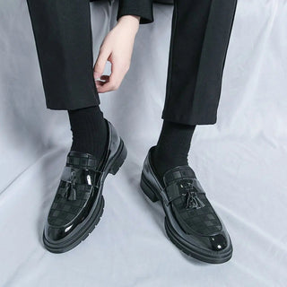 Maend Tassel Loafers med Ternet Mønster & Chunky Sål | Formelle