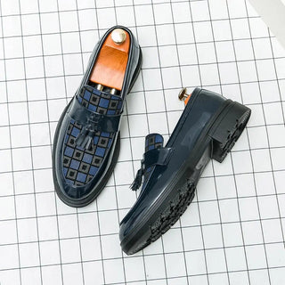 Maend Tassel Loafers med Ternet Mønster & Chunky Sål | Formelle