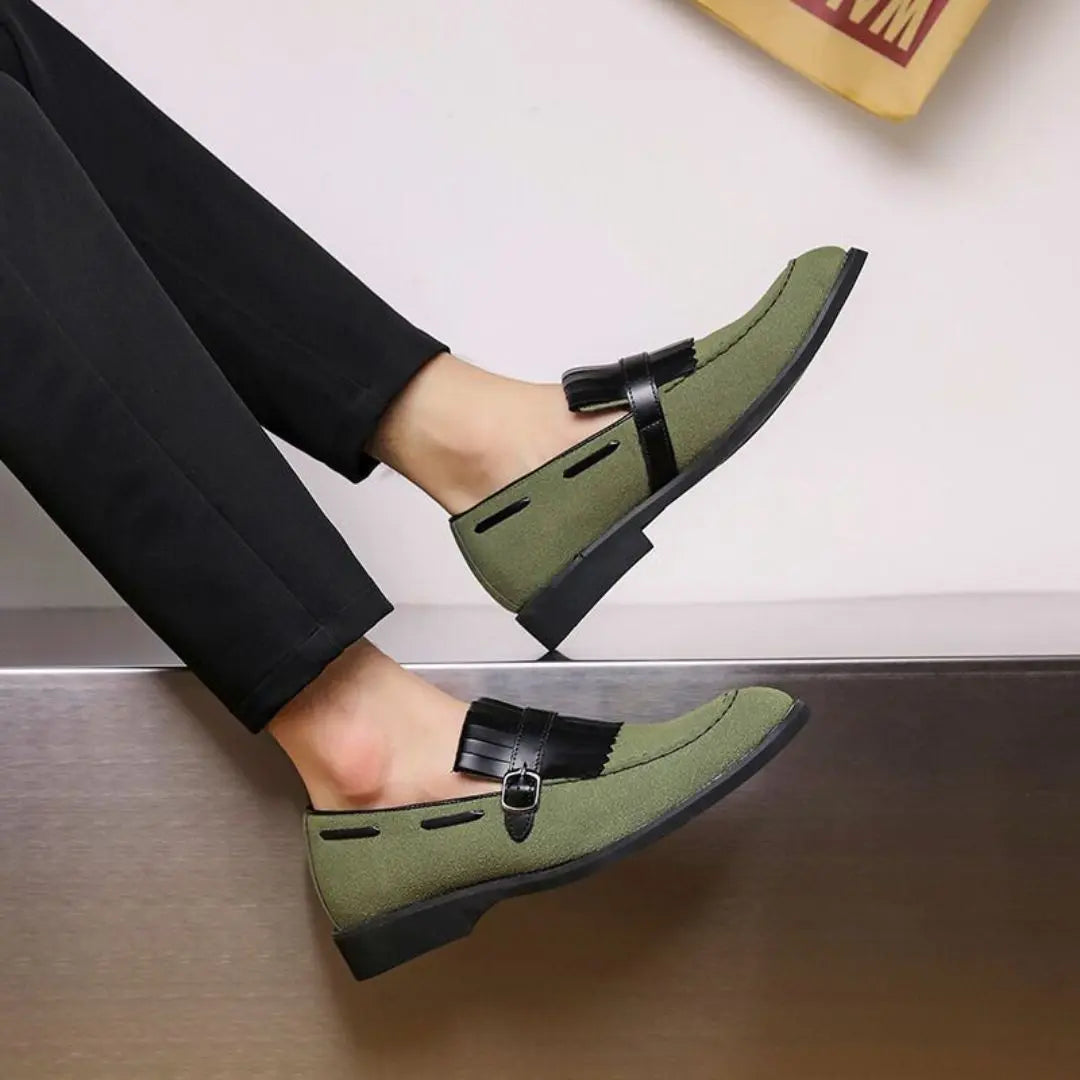 Maend Loafers med Kiltie Frynser & Spænde