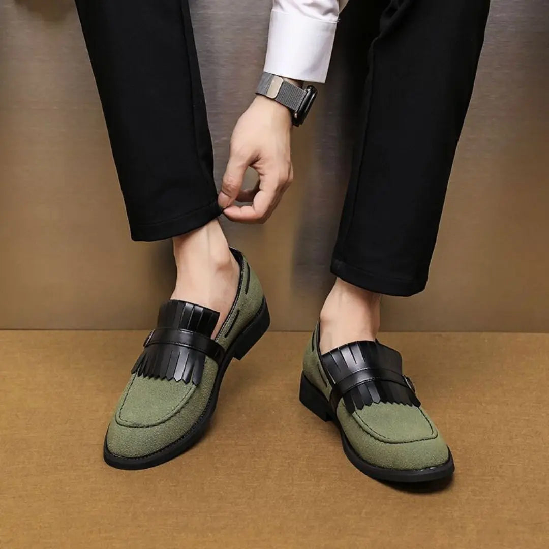 Maend Loafers med Kiltie Frynser & Spænde