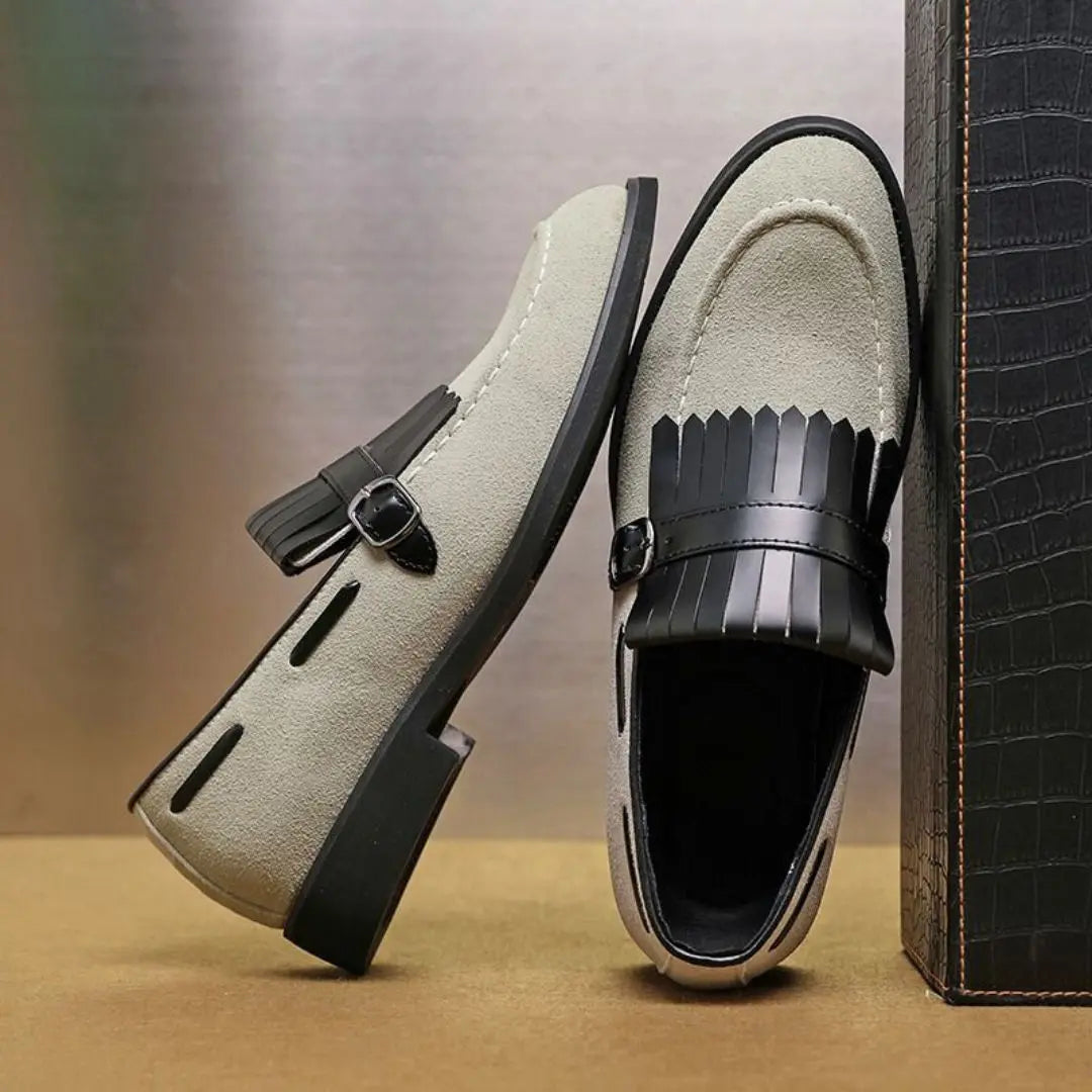 Maend Loafers med Kiltie Frynser & Spænde